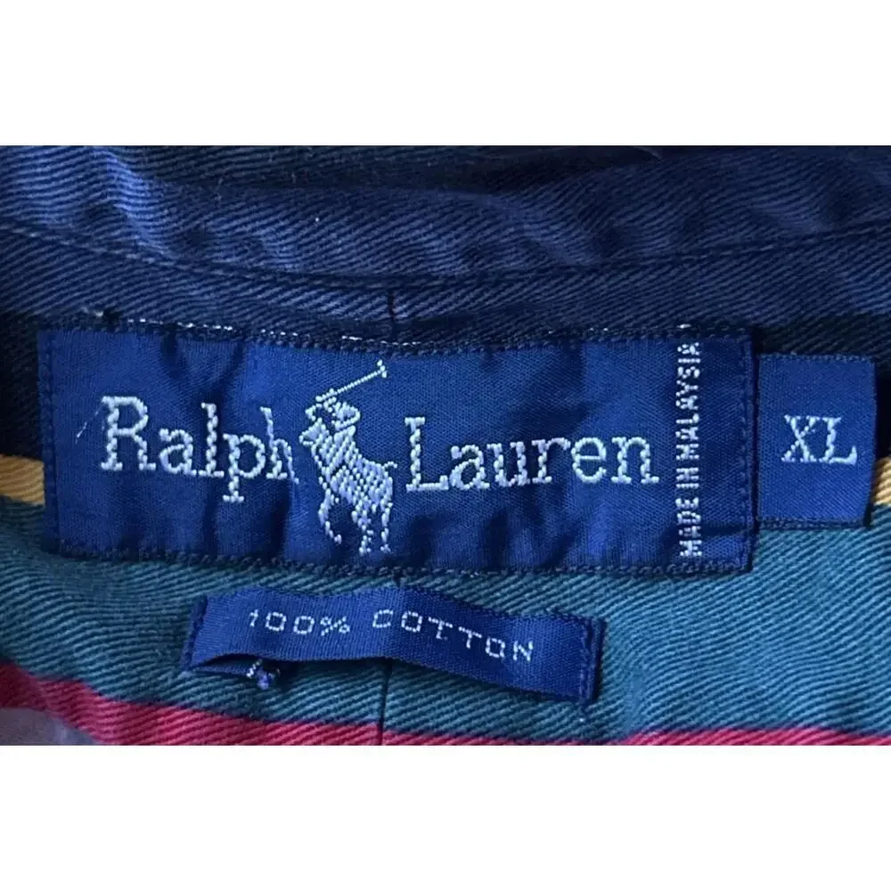 Ralph Lauren Vintage Button Down Shirt Mens XL Vertical Stripes 100% Cotton Pony - Picture 5 of 5